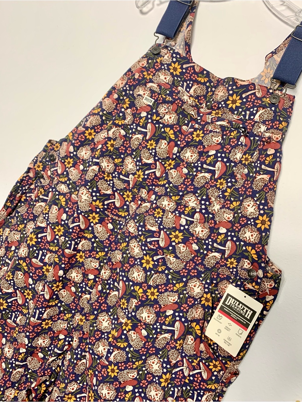 NWT Hedgehog Mushrooms Duluth XXL x31” Heirloom Gardening Bib Overalls Dusk Blue - Picture 3 of 7